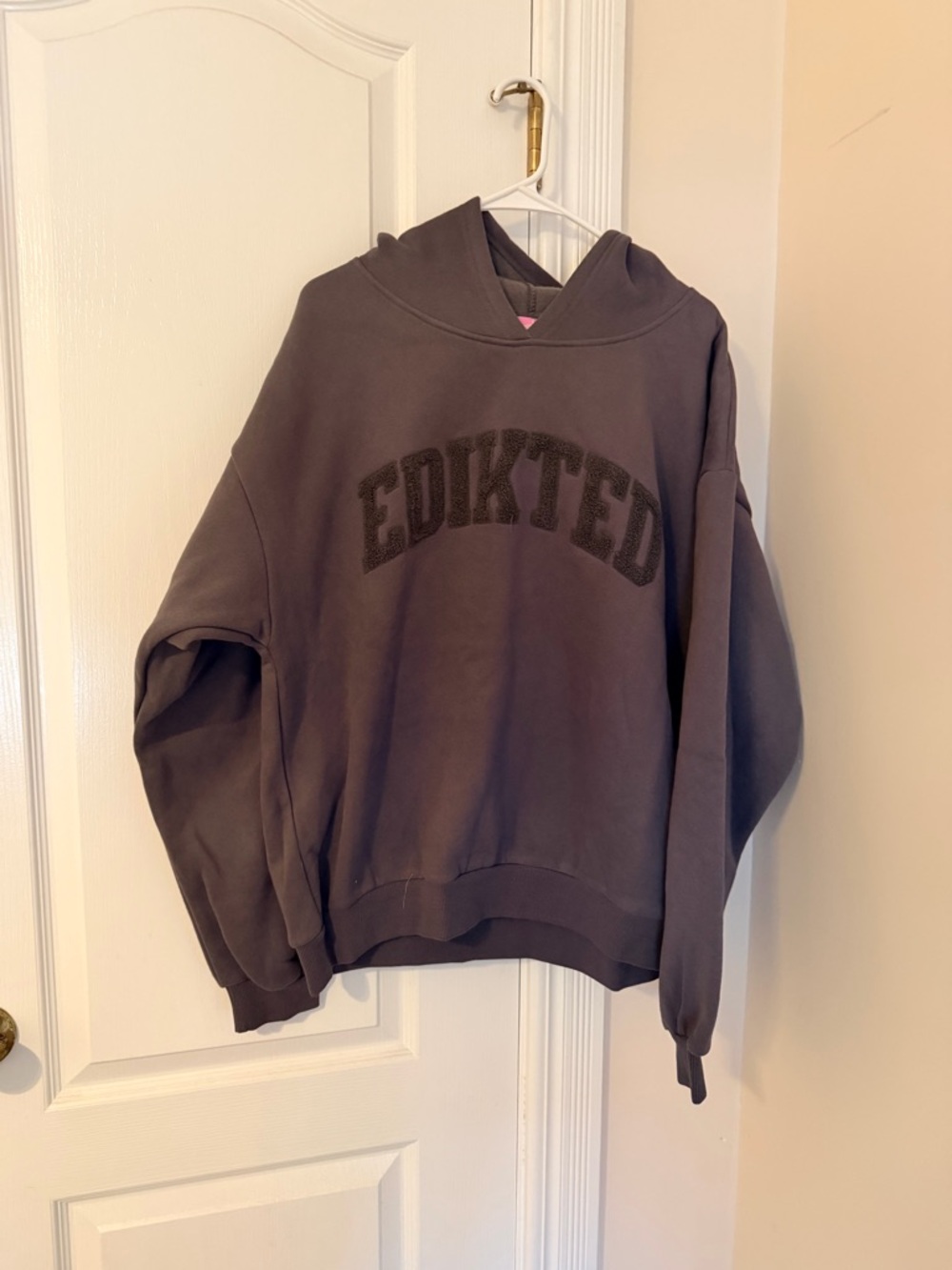 Edikted Charcoal Pullover Hoodie Embroidered Logo